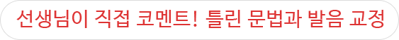 선생님이 직접 코멘트! 틀린 문법과 발음 교정